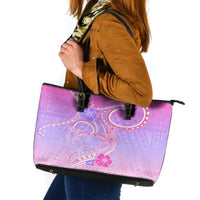 Polynesian Shark Valentine Leather Tote Bag Sweet Unique Version LT01 Pink - Polynesian Pride