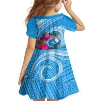 Yap Day Family Matching Off Shoulder Long Sleeve Dress and Hawaiian Shirt Nam nu Waqab Tropical Flower LT01 - Polynesian Pride