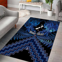 Personalised Aotearoa Matariki Area Rug Blue Fern Maori Poutama