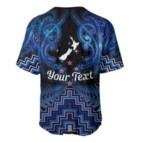 Personalised Aotearoa Matariki Baseball Jersey Blue Fern Maori Poutama