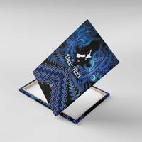 Personalised Aotearoa Matariki Canvas Wall Art Blue Fern Maori Poutama LT01 With Frame Blue - Polynesian Pride