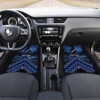 Personalised Aotearoa Matariki Car Mats Blue Fern Maori Poutama LT01 Set 2pcs - Front Blue - Polynesian Pride