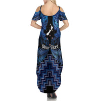 Personalised Aotearoa Matariki Family Matching Summer Maxi Dress and Hawaiian Shirt Blue Fern Maori Poutama