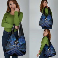 Personalised Aotearoa Matariki Grocery Bag Blue Fern Maori Poutama LT01 - Polynesian Pride