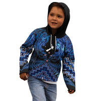 Personalised Aotearoa Matariki Kid Hoodie Blue Fern Maori Poutama LT01 - Polynesian Pride