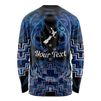 Personalised Aotearoa Matariki Long Sleeve Shirt Blue Fern Maori Poutama LT01 - Polynesian Pride