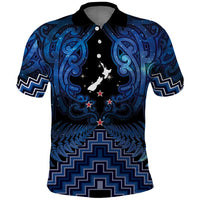 Personalised Aotearoa Matariki Polo Shirt Blue Fern Maori Poutama