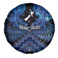 Personalised Aotearoa Matariki Spare Tire Cover Blue Fern Maori Poutama