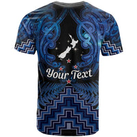 Personalised Aotearoa Matariki T Shirt Blue Fern Maori Poutama