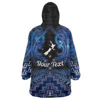Personalised Aotearoa Matariki Wearable Blanket Hoodie Blue Fern Maori Poutama LT01 - Polynesian Pride