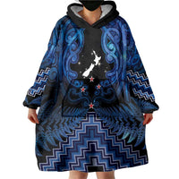 Personalised Aotearoa Matariki Wearable Blanket Hoodie Blue Fern Maori Poutama LT01 - Polynesian Pride