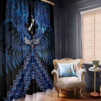 Personalised Aotearoa Matariki Window Curtain Blue Fern Maori Poutama LT01 - Polynesian Pride
