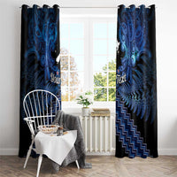 Personalised Aotearoa Matariki Window Curtain Blue Fern Maori Poutama LT01 - Polynesian Pride