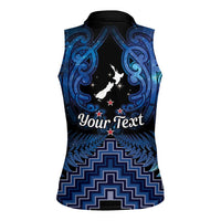 Personalised Aotearoa Matariki Women Sleeveless Polo Shirt Blue Fern Maori Poutama