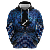 Personalised Aotearoa Matariki Zip Hoodie Blue Fern Maori Poutama LT01 - Polynesian Pride