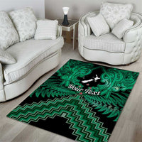 Personalised Aotearoa Matariki Area Rug Green Fern Maori Poutama