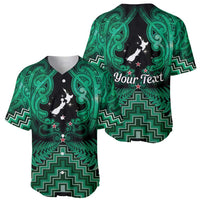 Personalised Aotearoa Matariki Baseball Jersey Green Fern Maori Poutama