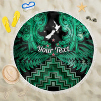 Personalised Aotearoa Matariki Beach Blanket Green Fern Maori Poutama LT01 One Size 150cm Green - Polynesian Pride