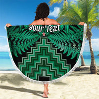 Personalised Aotearoa Matariki Beach Blanket Green Fern Maori Poutama LT01 - Polynesian Pride