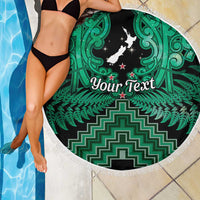 Personalised Aotearoa Matariki Beach Blanket Green Fern Maori Poutama LT01 - Polynesian Pride