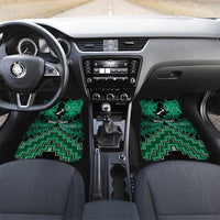 Personalised Aotearoa Matariki Car Mats Green Fern Maori Poutama LT01 Set 2pcs - Front Green - Polynesian Pride