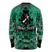 Personalised Aotearoa Matariki Long Sleeve Shirt Green Fern Maori Poutama LT01 - Polynesian Pride