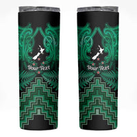 Personalised Aotearoa Matariki Skinny Tumbler Green Fern Maori Poutama