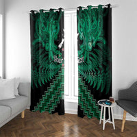 Personalised Aotearoa Matariki Window Curtain Green Fern Maori Poutama LT01 With Grommets Green - Polynesian Pride