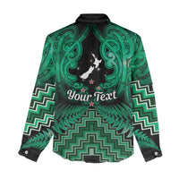 Personalised Aotearoa Matariki Women Casual Shirt Green Fern Maori Poutama