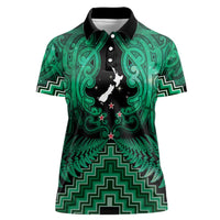 Personalised Aotearoa Matariki Women Polo Shirt Green Fern Maori Poutama