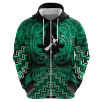 Personalised Aotearoa Matariki Zip Hoodie Green Fern Maori Poutama