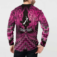 Personalised Aotearoa Matariki Button Sweatshirt Pink Fern Maori Poutama LT01 - Polynesian Pride