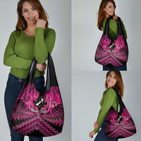 Personalised Aotearoa Matariki Grocery Bag Pink Fern Maori Poutama LT01 - Polynesian Pride
