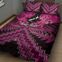 Personalised Aotearoa Matariki Quilt Bed Set Pink Fern Maori Poutama LT01 - Polynesian Pride