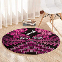 Personalised Aotearoa Matariki Round Carpet Pink Fern Maori Poutama