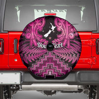Personalised Aotearoa Matariki Spare Tire Cover Pink Fern Maori Poutama