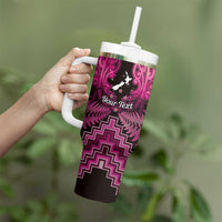 Personalised Aotearoa Matariki Tumbler With Handle Pink Fern Maori Poutama