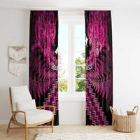 Personalised Aotearoa Matariki Window Curtain Pink Fern Maori Poutama LT01 - Polynesian Pride