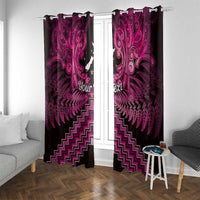 Personalised Aotearoa Matariki Window Curtain Pink Fern Maori Poutama LT01 With Grommets Pink - Polynesian Pride