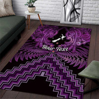 Personalised Aotearoa Matariki Area Rug Purple Fern Maori Poutama