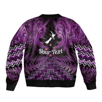 Personalised Aotearoa Matariki Bomber Jacket Purple Fern Maori Poutama