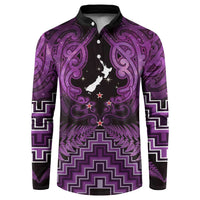Personalised Aotearoa Matariki Button Sweatshirt Purple Fern Maori Poutama LT01 Purple - Polynesian Pride