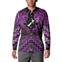 Personalised Aotearoa Matariki Button Sweatshirt Purple Fern Maori Poutama LT01 - Polynesian Pride