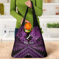 Personalised Aotearoa Matariki Grocery Bag Purple Fern Maori Poutama LT01 - Polynesian Pride