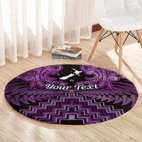 Personalised Aotearoa Matariki Round Carpet Purple Fern Maori Poutama