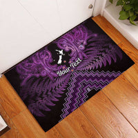 Personalised Aotearoa Matariki Rubber Doormat Purple Fern Maori Poutama LT01 - Polynesian Pride