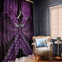 Personalised Aotearoa Matariki Window Curtain Purple Fern Maori Poutama LT01 - Polynesian Pride