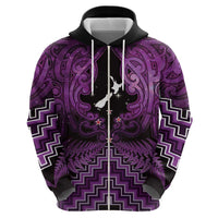Personalised Aotearoa Matariki Zip Hoodie Purple Fern Maori Poutama LT01 - Polynesian Pride