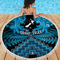 Personalised Aotearoa Matariki Beach Blanket Turquoise Fern Maori Poutama LT01 - Polynesian Pride