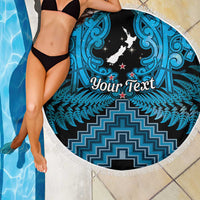 Personalised Aotearoa Matariki Beach Blanket Turquoise Fern Maori Poutama LT01 - Polynesian Pride